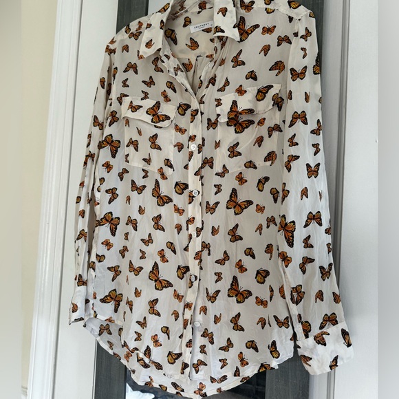 Equipment Butterfly Print Button Down Silk Shirt - Picture 4 of 11